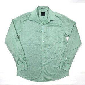 Park Avenue Green Iridescent Long Sleeve Button-Up Dress Shirt Mens Med 42cm